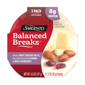 Sargento® Balanced Breaks®  White Cheddar Natural Cheese, Sea-Salted Roasted Almonds and Dried Cranberries Snack Kit, 3-Pack