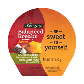Sargento® Sweet Balanced Breaks® Cheddar Natural Cheese, Sea-Salted Roasted Almonds, Raisins and Greek Yogurt Flavored Drops Snack Kit, 3-Pack