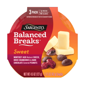 Sargento® Sweet Balanced Breaks® Natural Monterey Jack Natural Cheese, Dried Cranberries and Dark Chocolate Covered Peanuts Snack Kit, 3-Pack