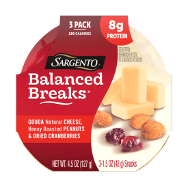 Sargento® Balanced Breaks®  Gouda Natural Cheese, Honey Roasted Peanuts and Dried Cranberries Snack Kit, 3-Pack