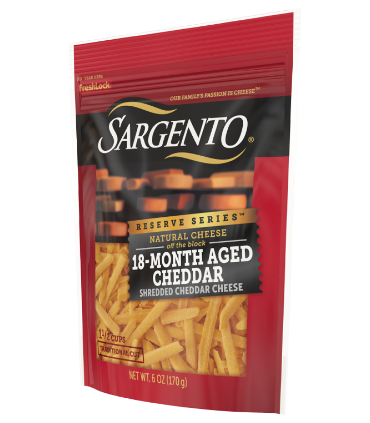 Sargento® 18 Month Aged Natural Cheddar Cheese Shredded Sargento® Reserve Series™ 