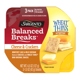 Sargento® Balanced Breaks® Cheese & Crackers, Monterey Jack & Mild Cheddar Cheese and WHEAT THINS® Mini Original Snacks Snack Kit, 3-Pack