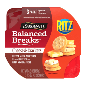Sargento® Balanced Breaks® Cheese & Crackers, Natural Pepper Jack & Colby-Jack Cheese and RITZ® Mini Original Crackers Snack Kit, 3-Pack