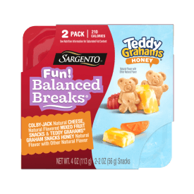 Sargento® Fun! Balanced Breaks® Colby-Jack Cheese, Flavored Mixed Fruit Snacks & TEDDY GRAHAMS® Graham Snacks Honey Snack Kit, 2-Pack