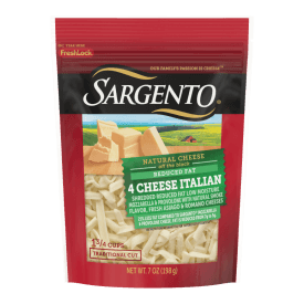 Sargento® Reduced Fat Natural 4 Cheese Italian Shredded Cheese, Traditional Cut, 7 oz