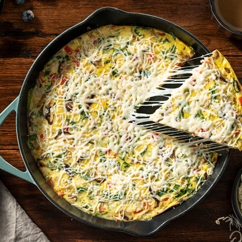 Frittata Wedges With Roasted Red Pepper, Spinach, and Ricotta